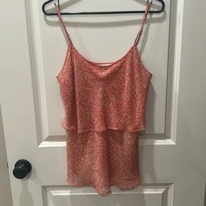 Cabi reddish orange and white tank